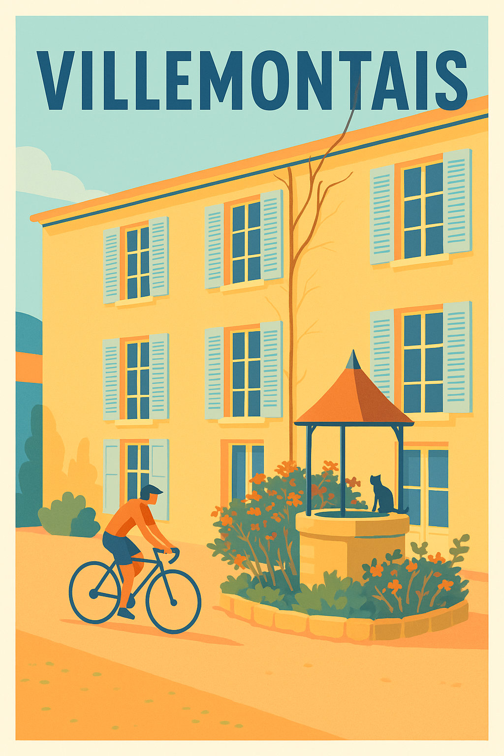 Affiche de Villemontais - Charme et douceur de vivre à vélo