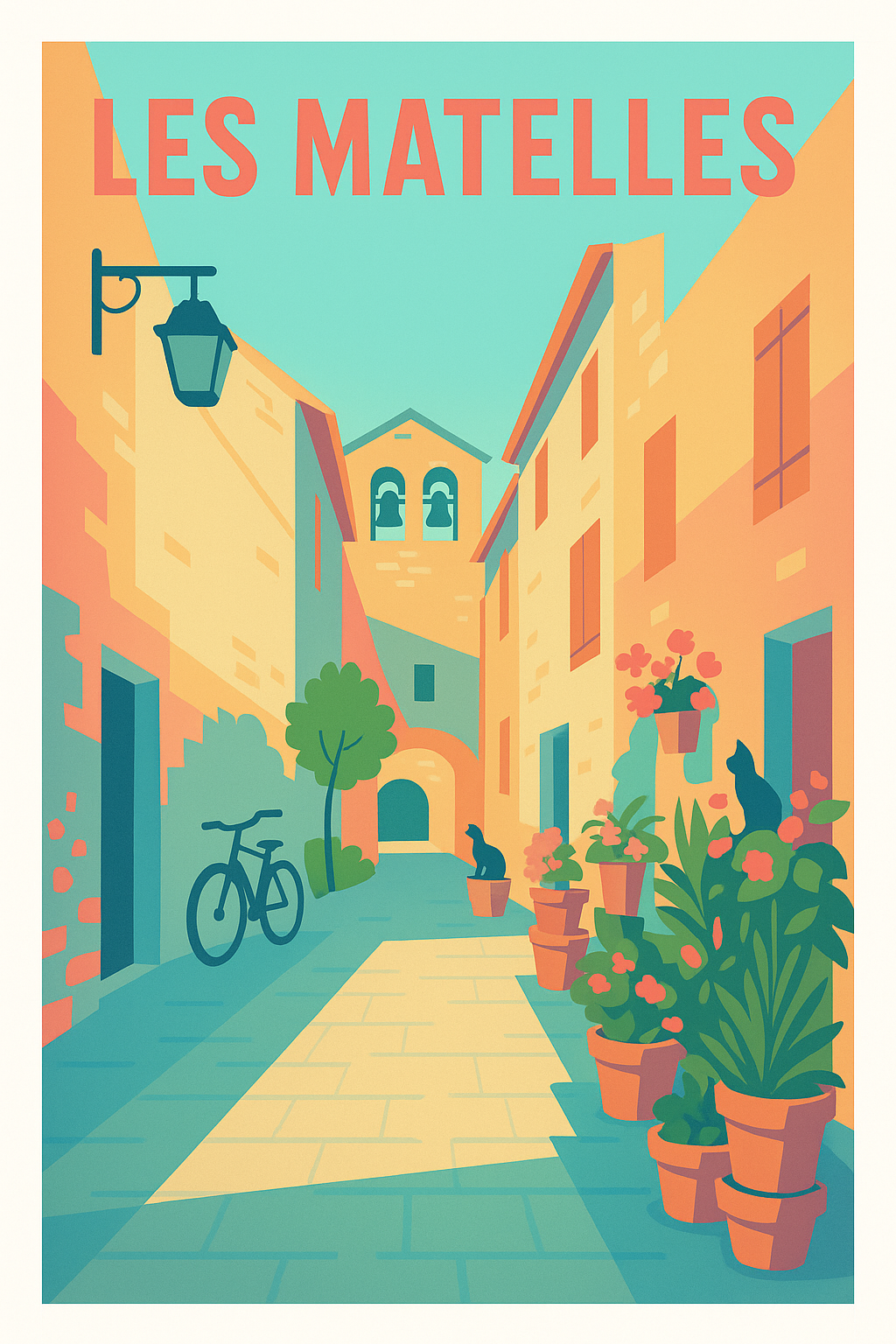 Affiche de Les Matelles - Charme pittoresque d'une ruelle ensoleillée