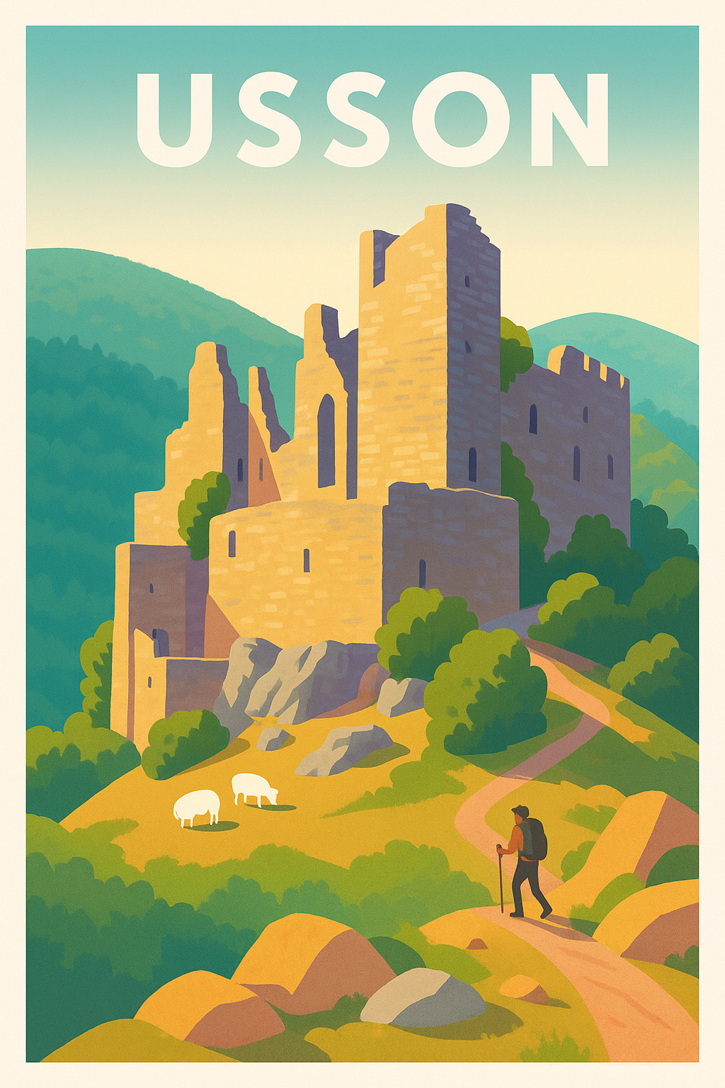Affiche Usson — L'aventure au cœur des ruines historiques · poster d'art de Usson