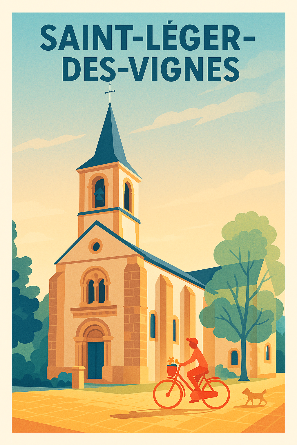 Affiche de Saint-Léger-des-Vignes - L'élégance paisible du village à vélo