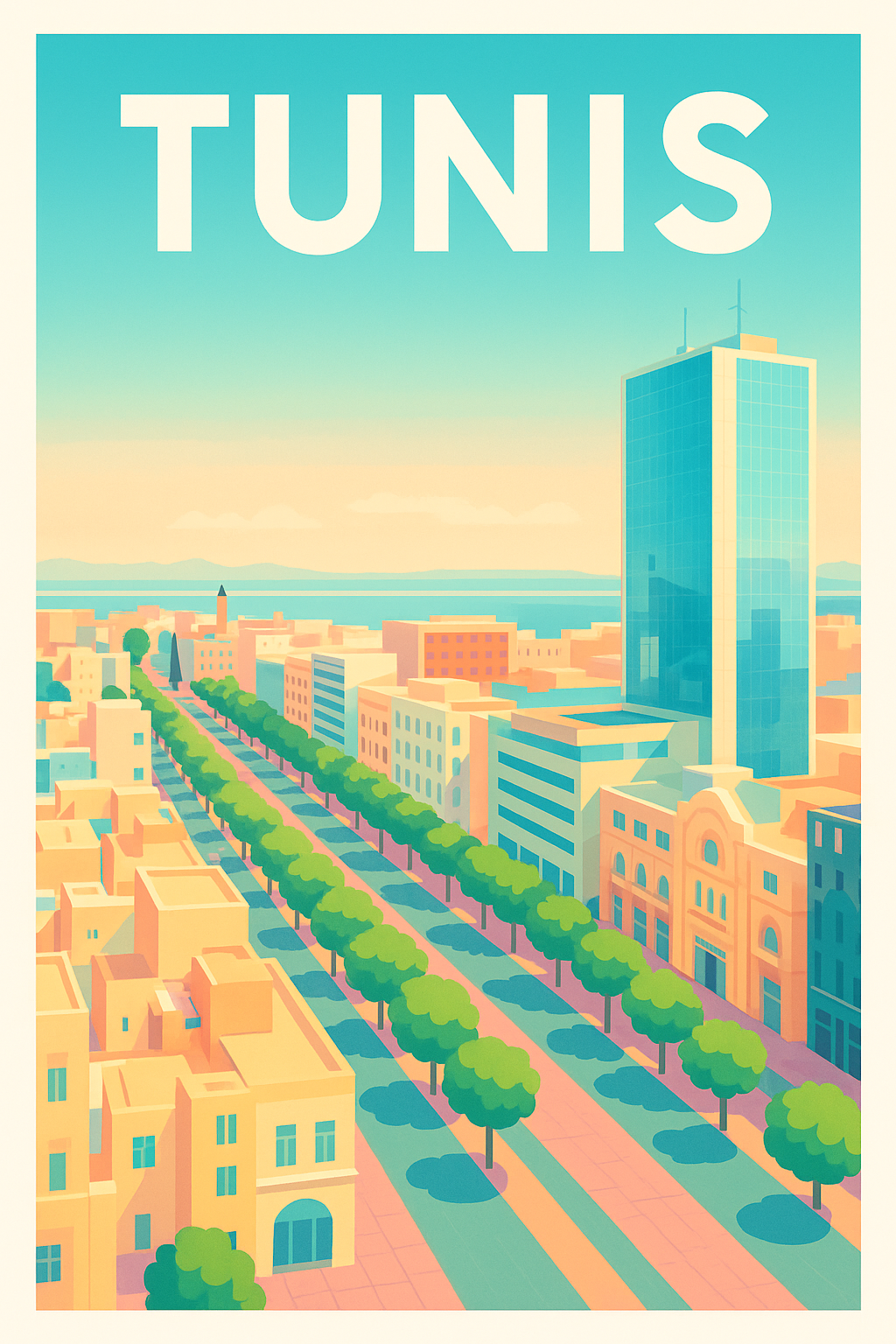 Affiche de Tunis - Superbe perspective ensoleillée