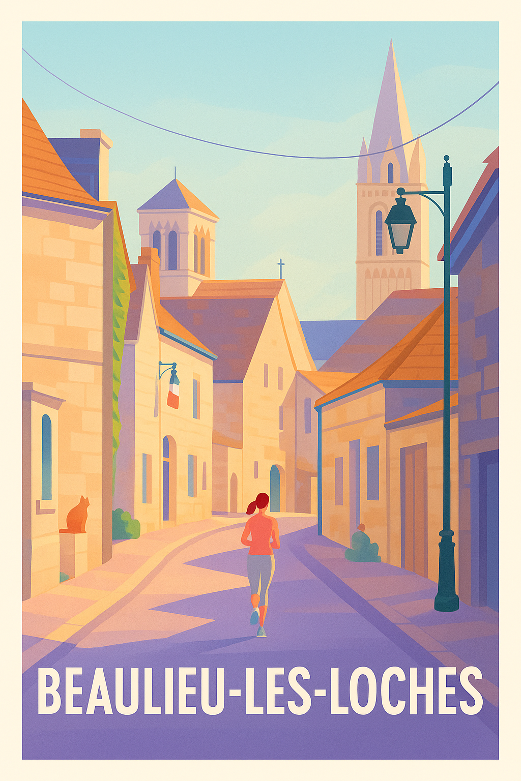 Affiche Beaulieu-les-Loches — Flânerie en douceur au cœur du village · poster d'art de Beaulieu-les-Loches