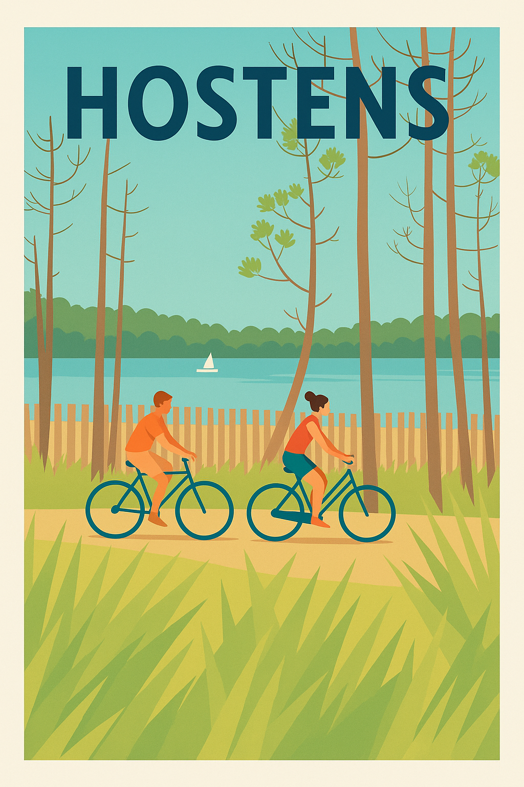 Affiche de Hostens - Escapade nature à vélo au bord du lac