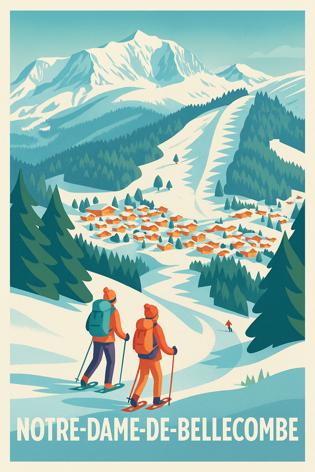 Affiche Notre-Dame-de-Bellecombe — Escapade hivernale en montagne · poster d'art de Notre-Dame-de-Bellecombe