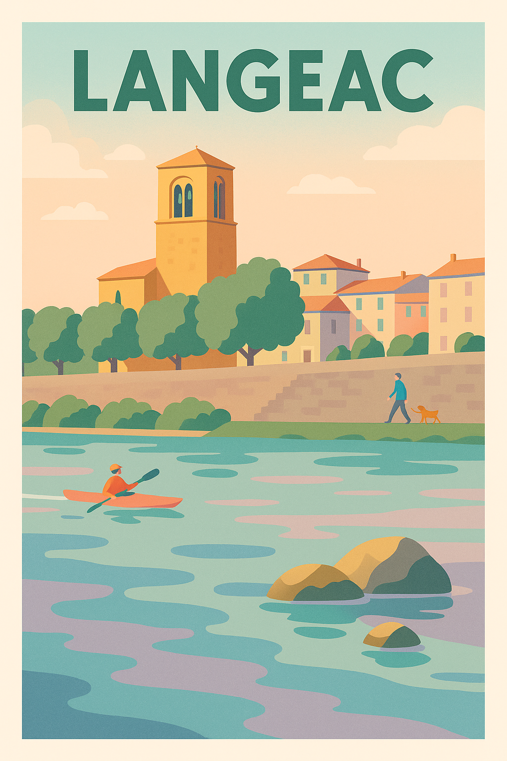 Affiche de Langeac - Sérénité entre rivière et village historique