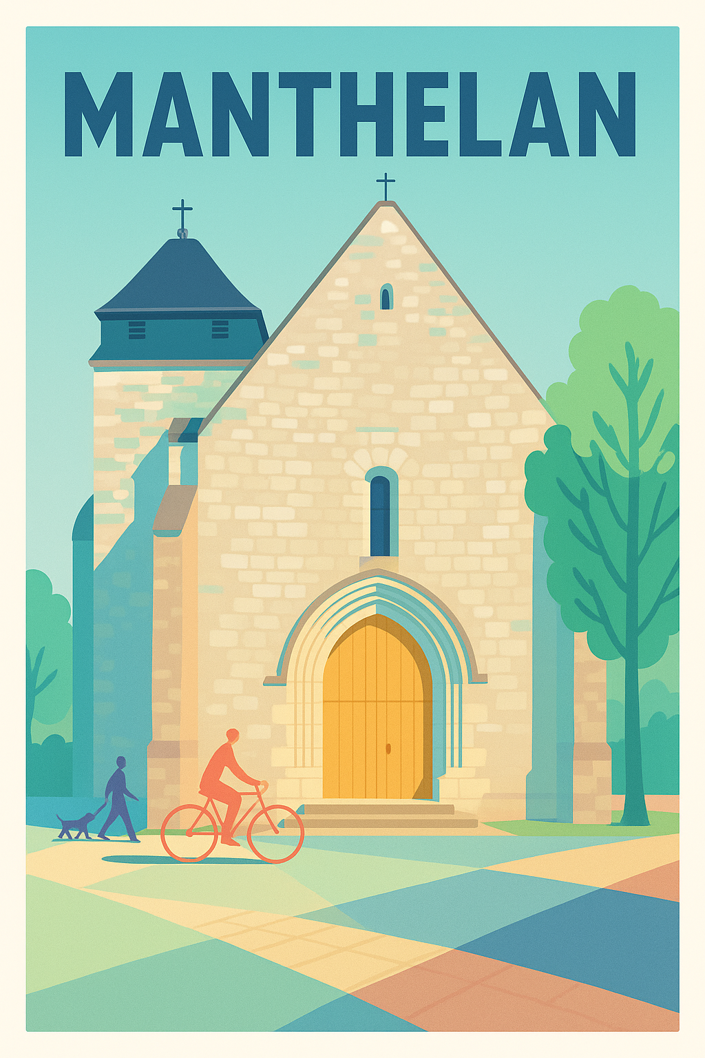 Affiche de Manthelan - Charme et sérénité à l'entrée de l'église