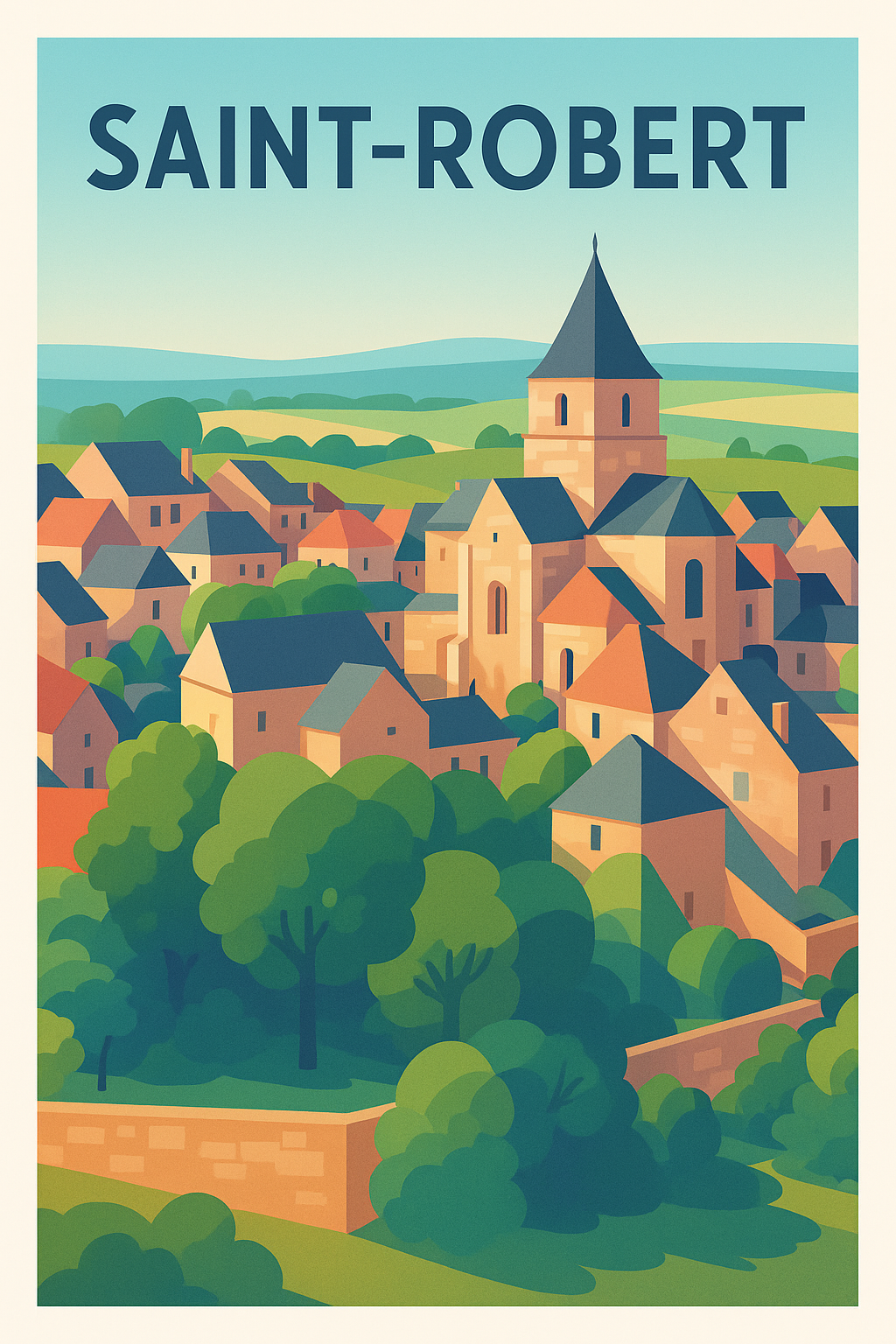 Affiche Saint-Robert — Charme et sérénité au cœur du village · poster d'art de Saint-Robert