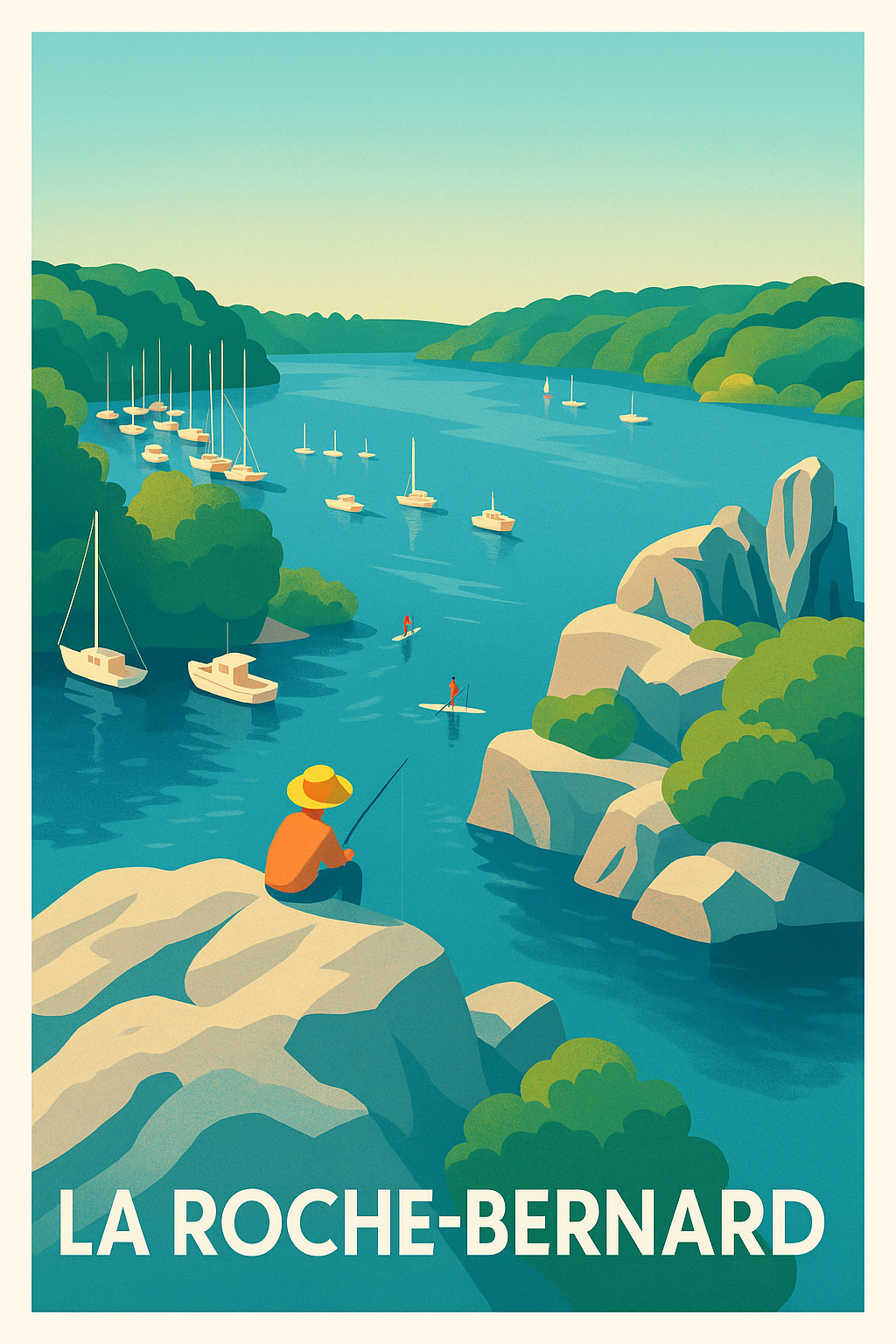 Affiche La Roche-Bernard — Évasion et sérénité au fil de l'eau · poster d'art de La Roche-Bernard