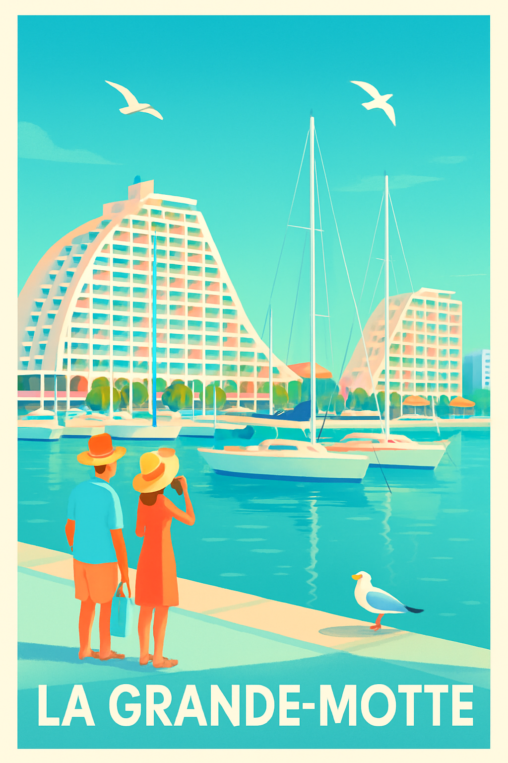 Affiche de La Grande-Motte - Escapade en bord de mer moderne