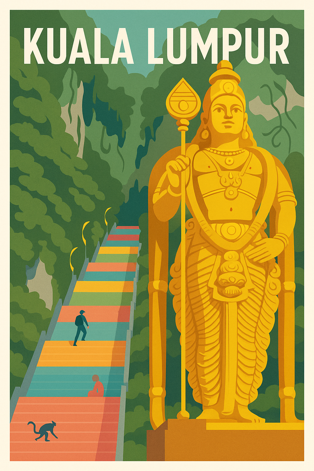 Affiche Kuala Lumpur — Voyage au cœur des Batu Caves · poster d'art de Kuala Lumpur