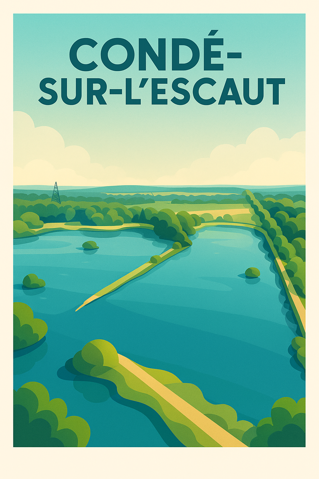 Affiche de Condé-sur-l'Escaut - Harmonie entre nature et eau