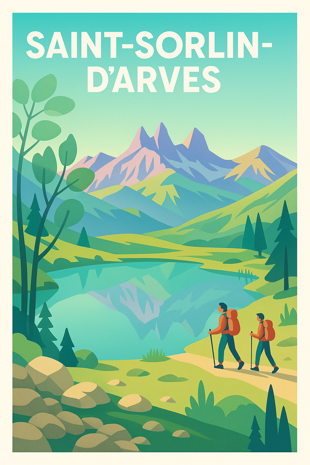 Affiche de Saint-Sorlin-d'Arves - Invitation à la randonnée en montagne