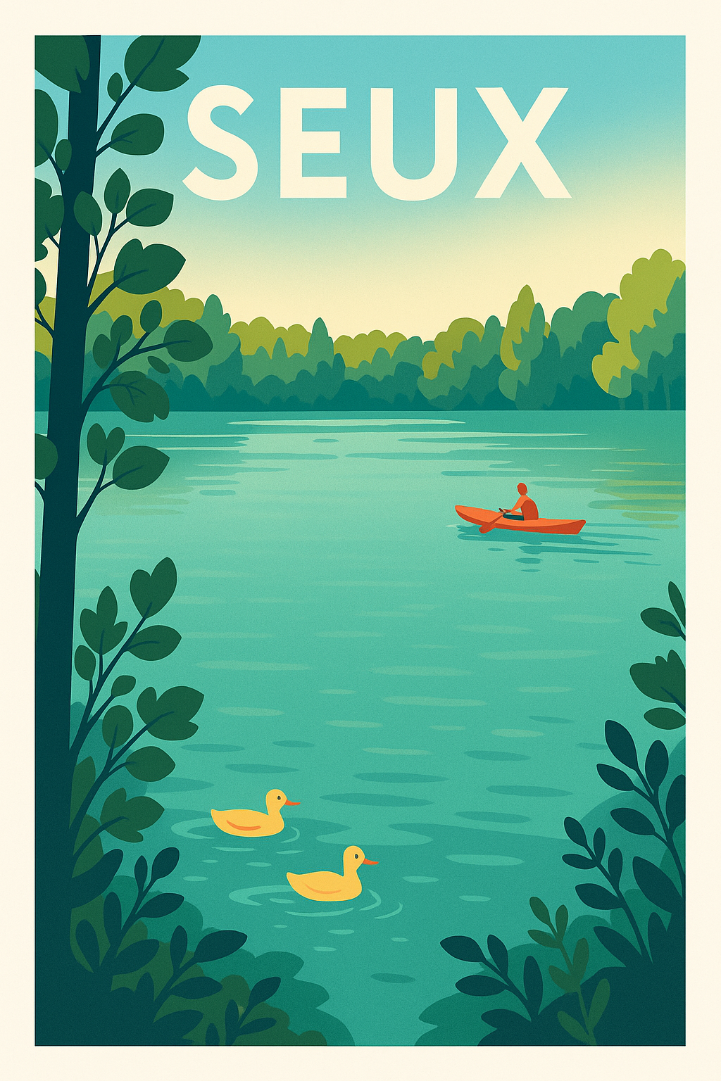Affiche Seux — Sérénité au fil de l'eau · poster d'art de Seux