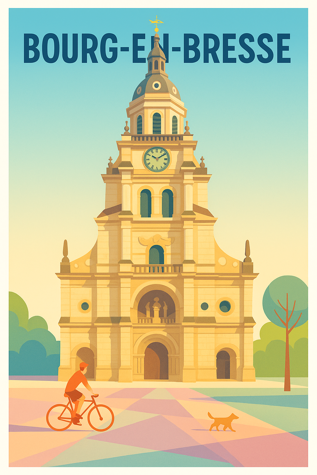 Affiche de Bourg-en-Bresse - Un Voyage Architecturale et Paisible