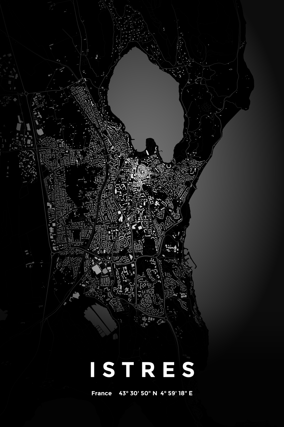 Carte d'Istres nuit - Affiche personnalisée