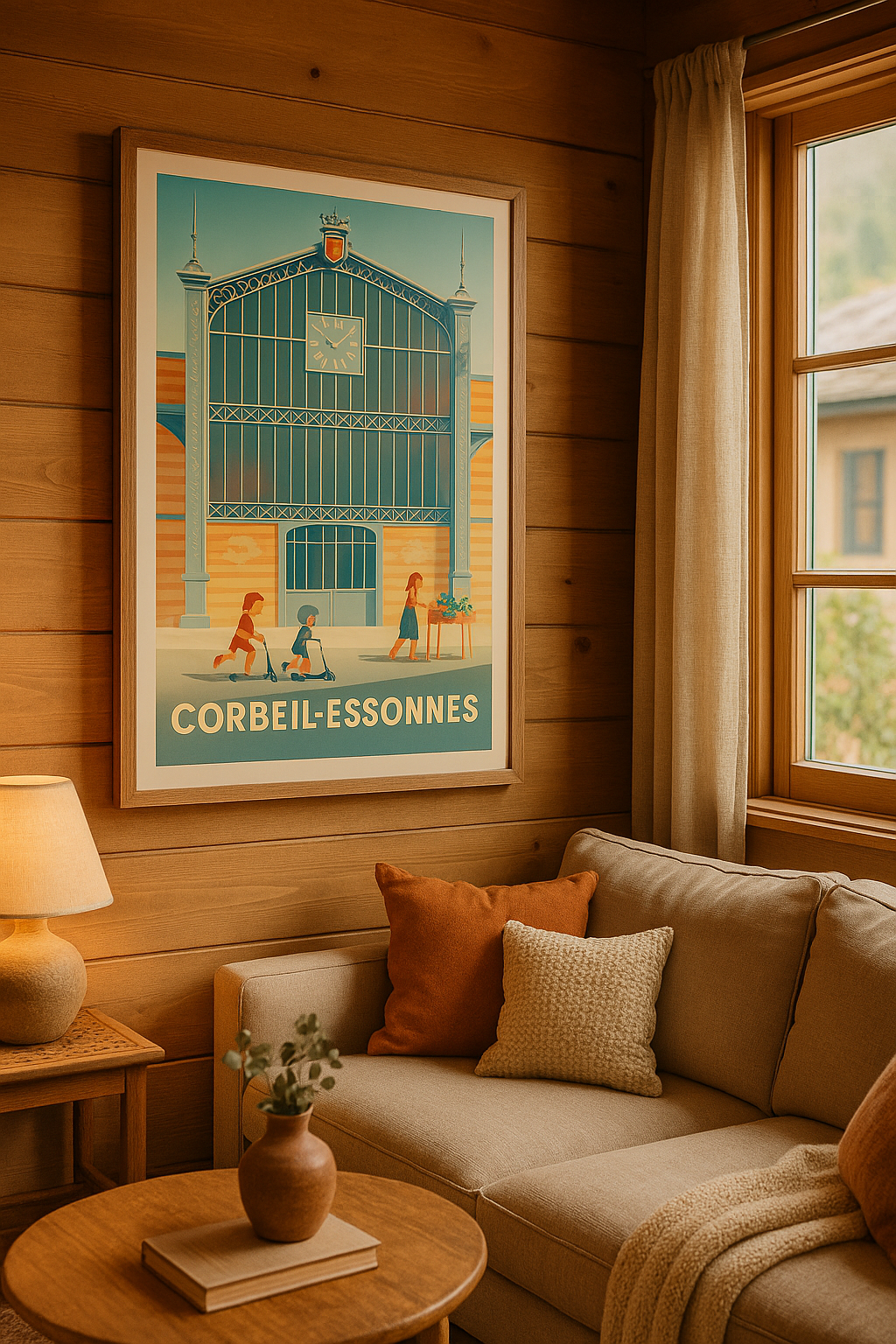 Affiche Corbeil-Essonnes — Charme et vie urbaine en toute légèreté · poster d'art de Corbeil-Essonnes