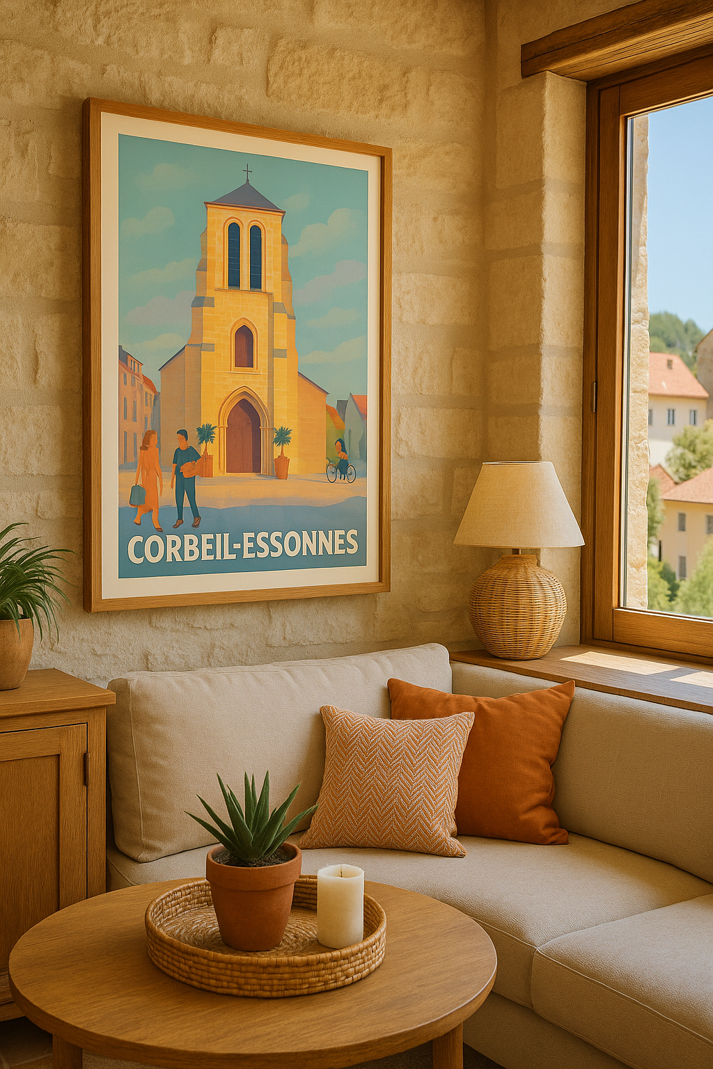Affiche Corbeil-Essonnes — Harmonie architecturale au cœur de la ville · poster d'art de Corbeil-Essonnes