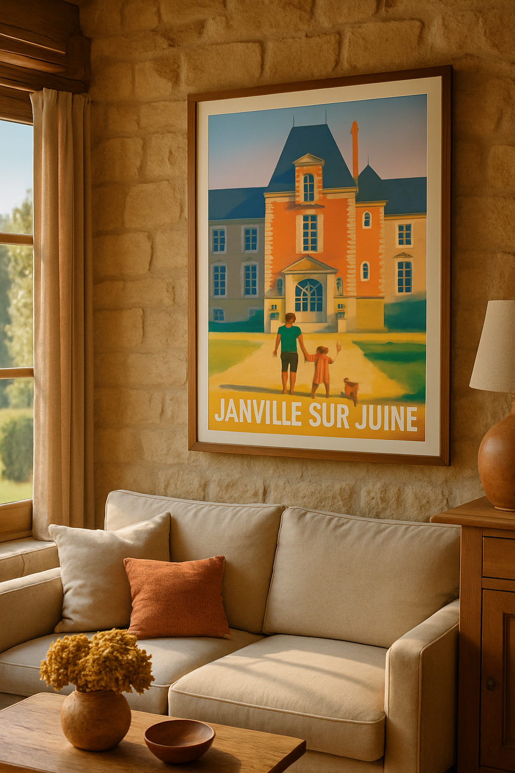 Essonne France Affiche de Janville-sur-Juine - Balade au château historique