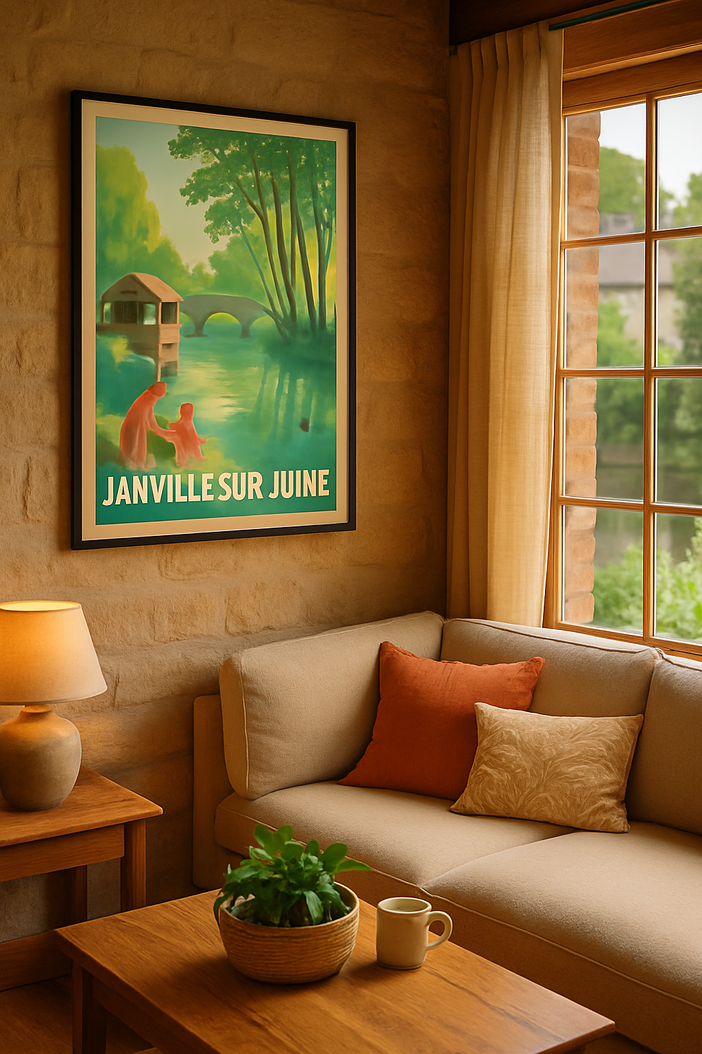 Affiche Janville-sur-Juine — Charme bucolique au fil de l'eau · poster d'art de Janville-sur-Juine