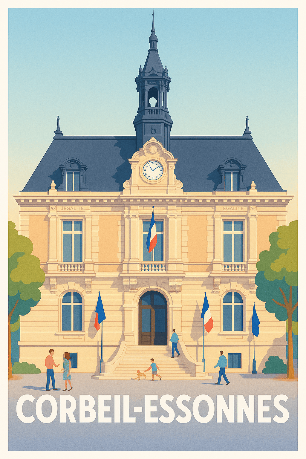 Essonne France Pas de Cadre / 20 × 30cm Affiche de Compiègne - Promenade au cœur de la nature