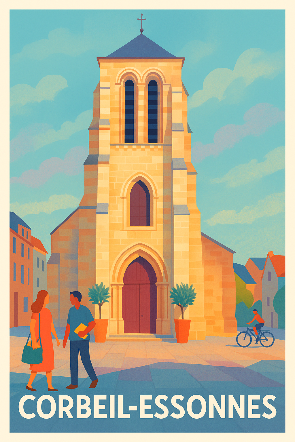Essonne France Pas de Cadre / 20 × 30cm Affiche de Corbeil-Essonnes - Harmonie architecturale au cœur de la ville