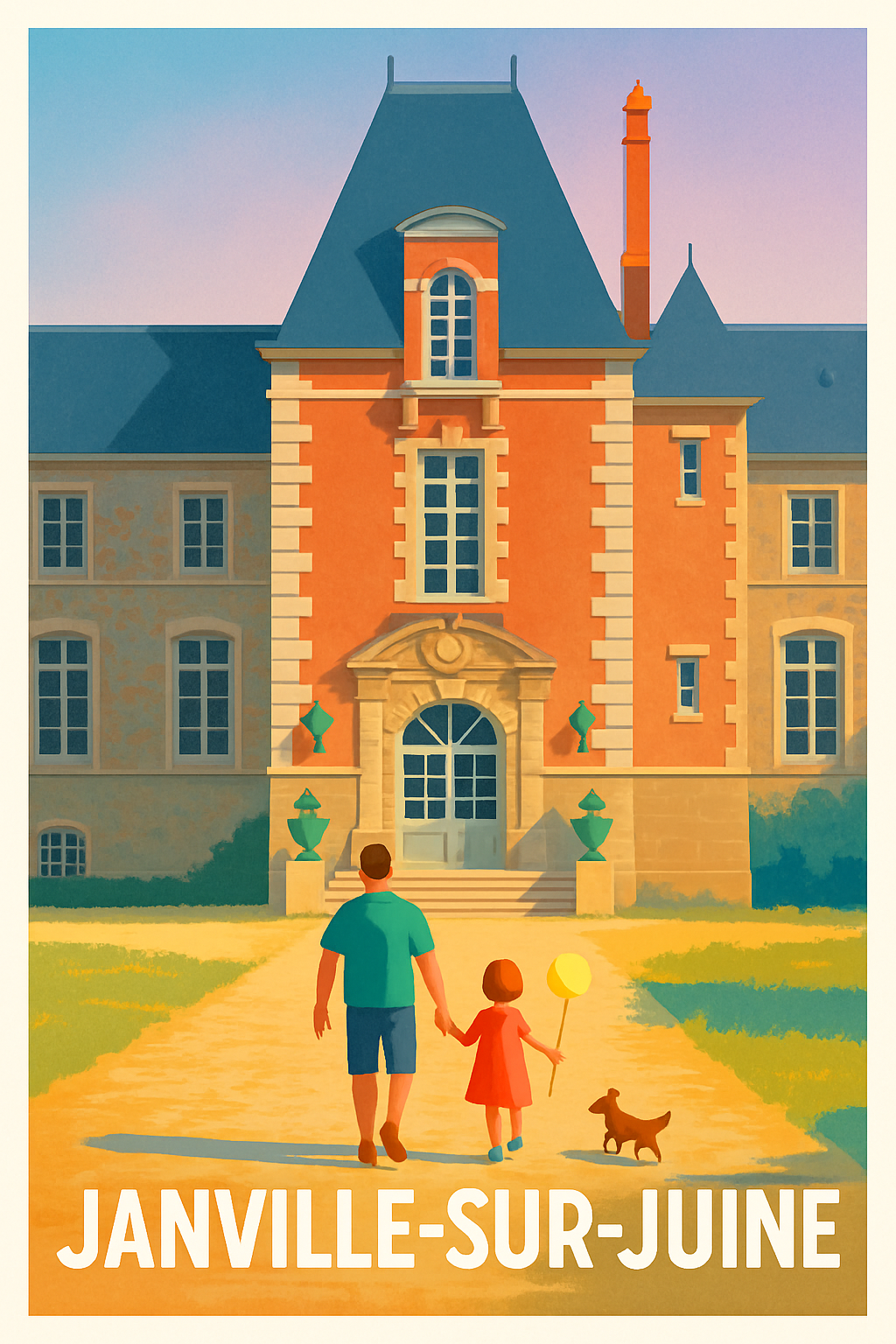 Affiche Janville-sur-Juine — Balade au château historique · poster d'art de Janville-sur-Juine