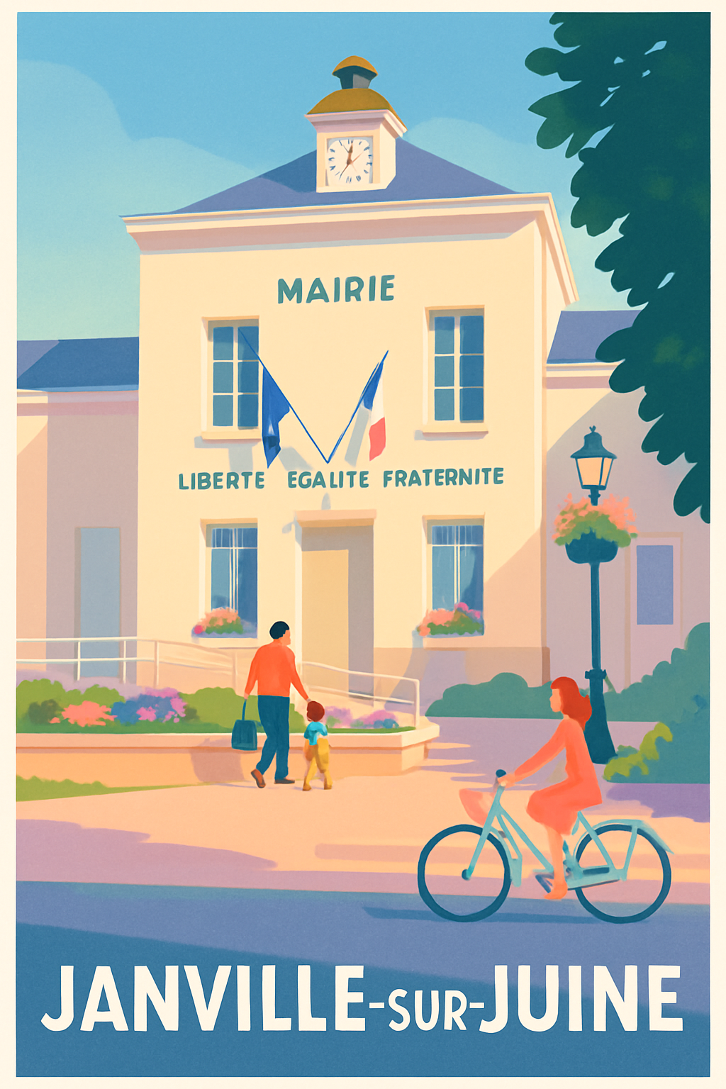 Essonne France Pas de Cadre / 20 × 30cm Affiche de Janville-sur-Juine - Charme et sérénité au cœur du village