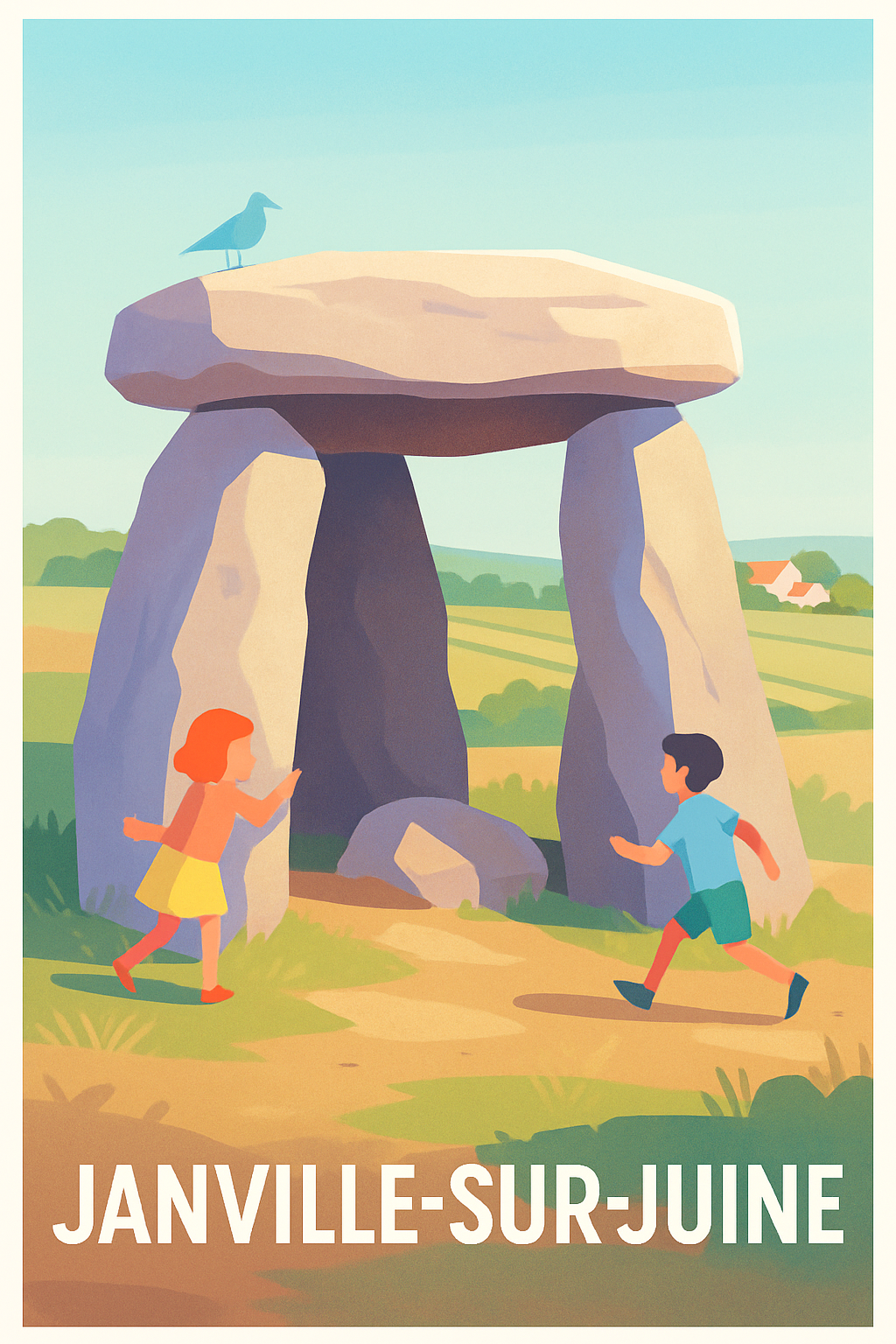 Essonne France Pas de Cadre / 20 × 30cm Affiche de Janville-sur-Juine - La magie des dolmens ancestraux