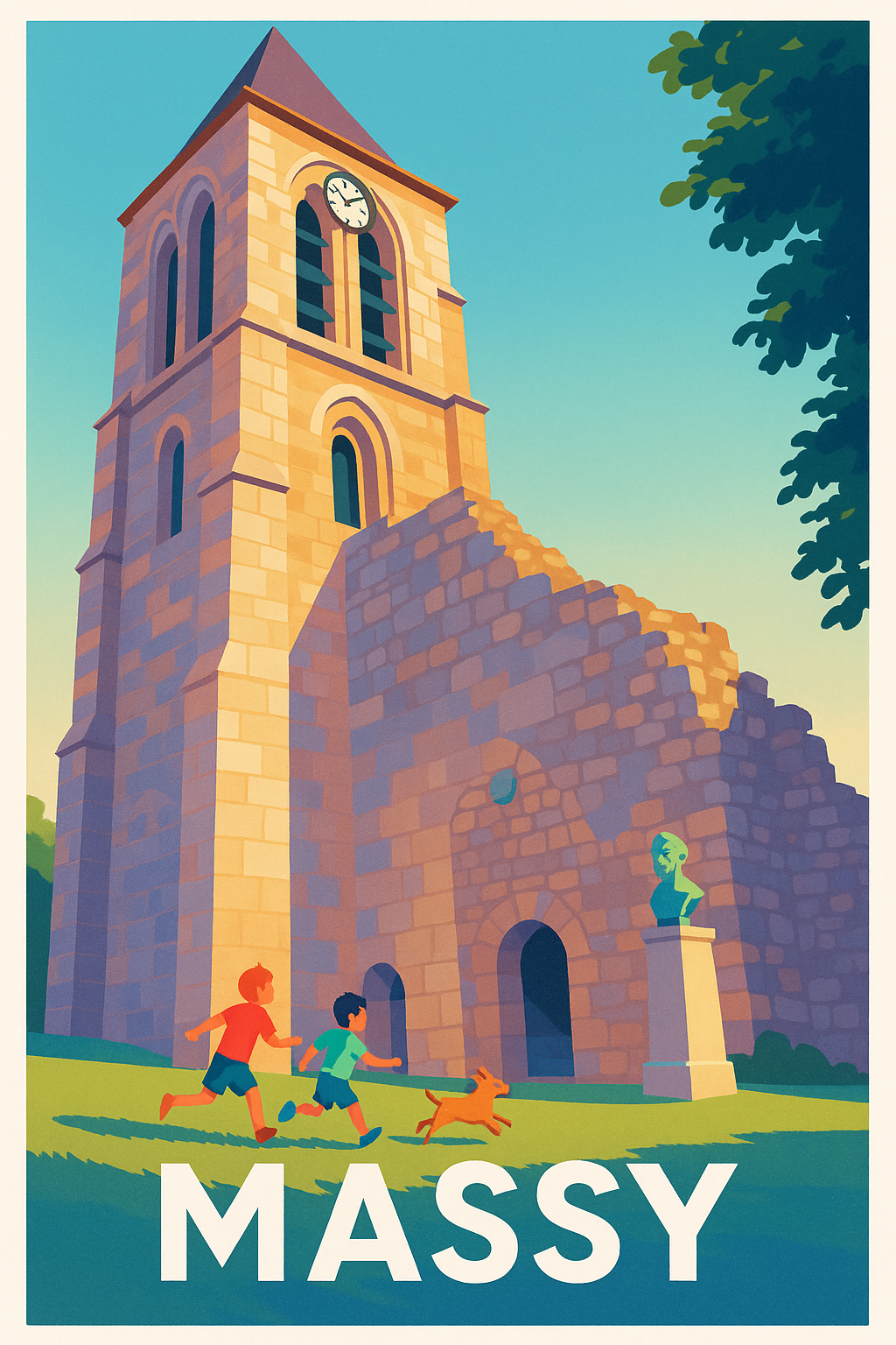 Essonne France Pas de Cadre / 20 × 30cm Affiche de Massy - L'émerveillement entre histoire et nature