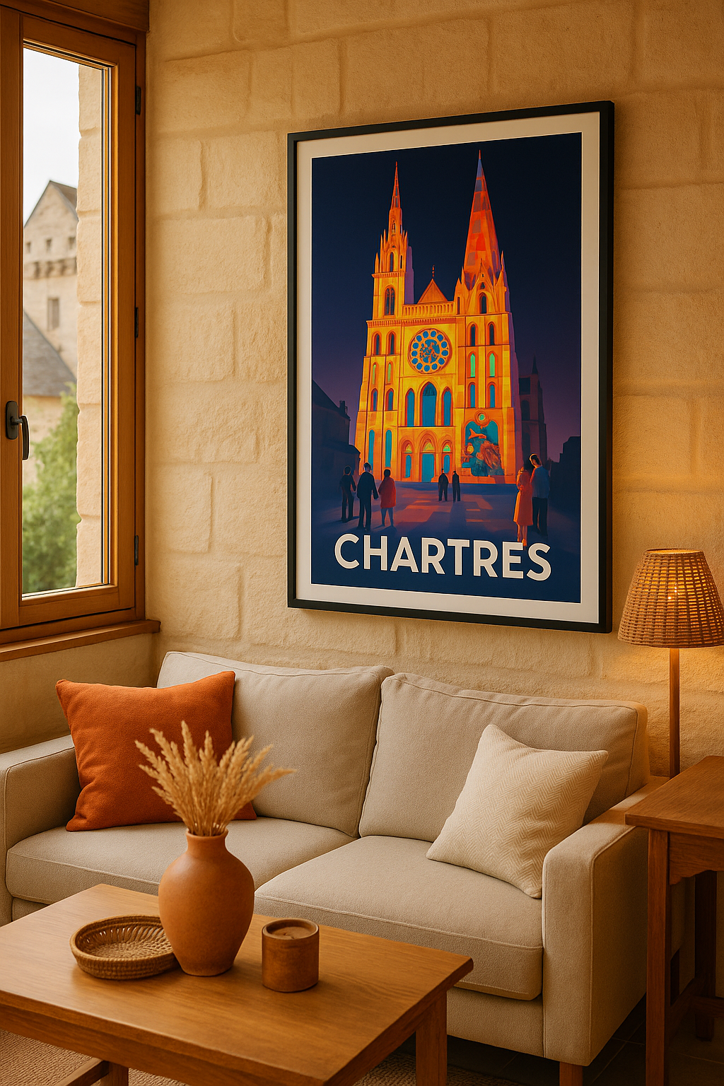 Eure-et-Loir France Affiche de Chartres - Lumières et mystères de la cathédrale