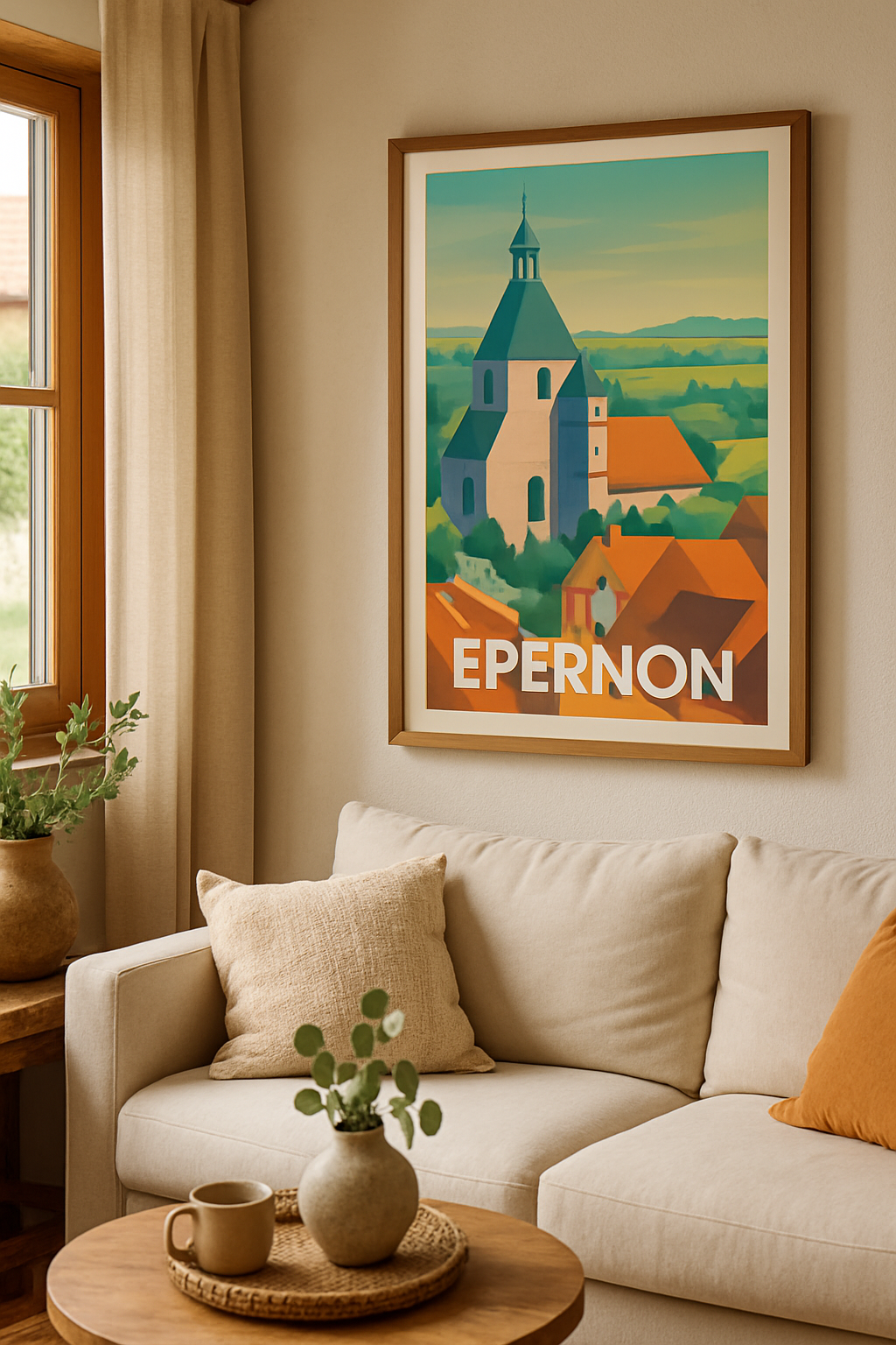 Eure-et-Loir France Affiche de Épernon - Charme et douceur de la campagne française