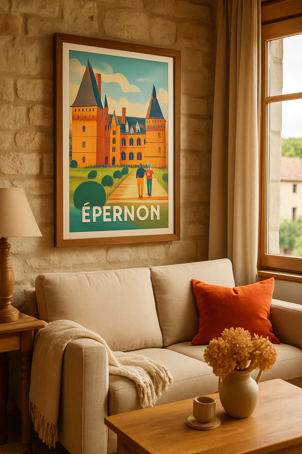 Eure-et-Loir France Affiche de Épernon - Flânerie au château emblématique