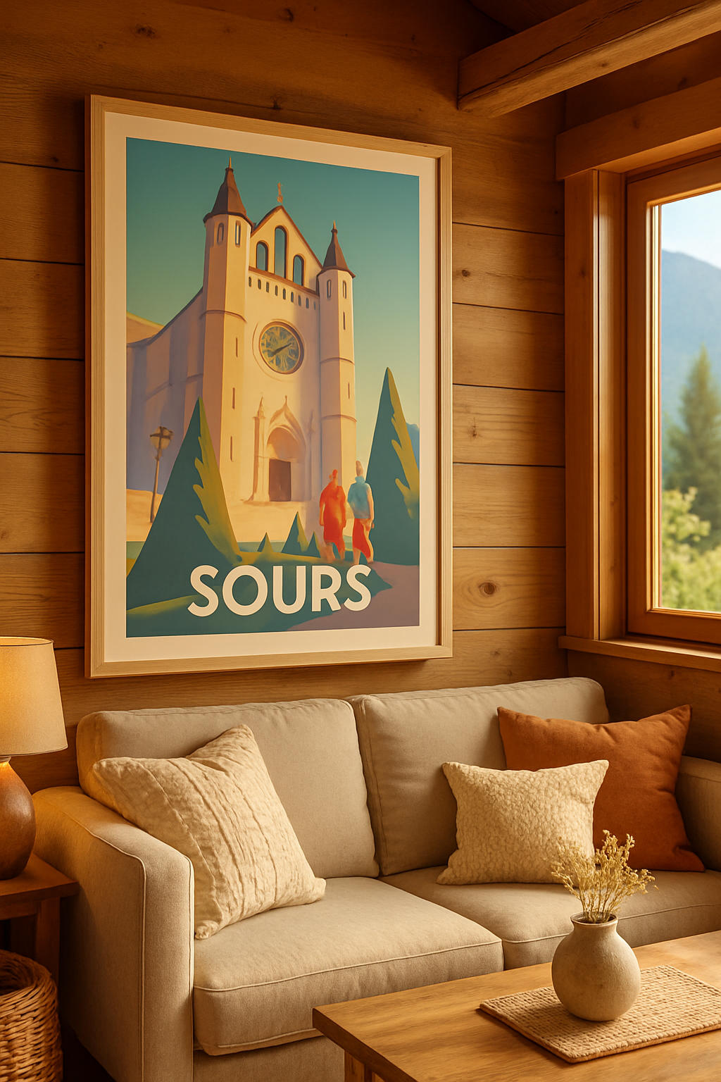 Eure-et-Loir France Affiche de Sours - Charme historique et romantisme doux