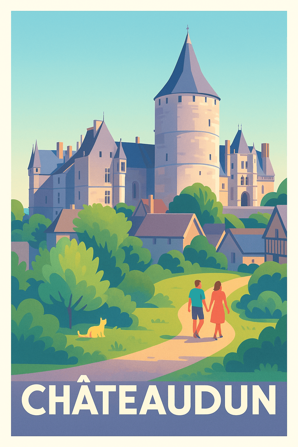 Eure-et-Loir France Pas de Cadre / 20 × 30cm Affiche Châteaudun - Une balade au cœur de son château majestueux