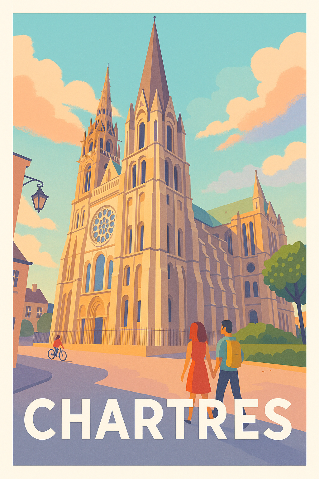 Eure-et-Loir France Pas de Cadre / 20 × 30cm Affiche de Chartres - La majestueuse Cathédrale au cœur de la ville