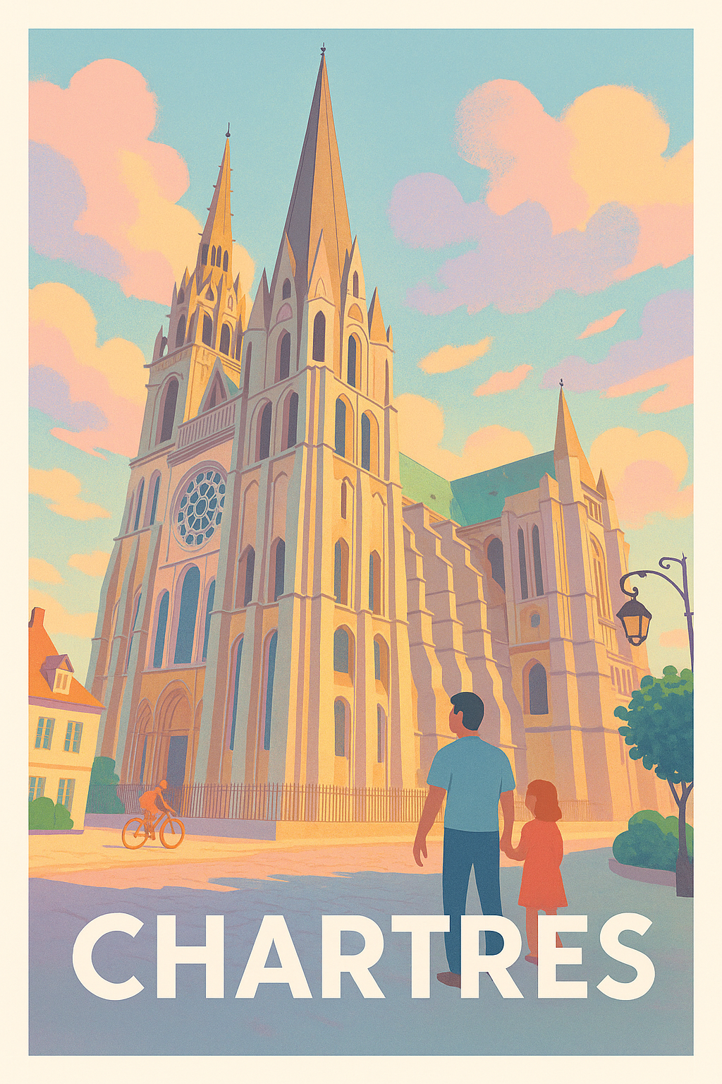 Eure-et-Loir France Pas de Cadre / 20 × 30cm Affiche de Chartres - Splendeur gothique au cœur de la ville