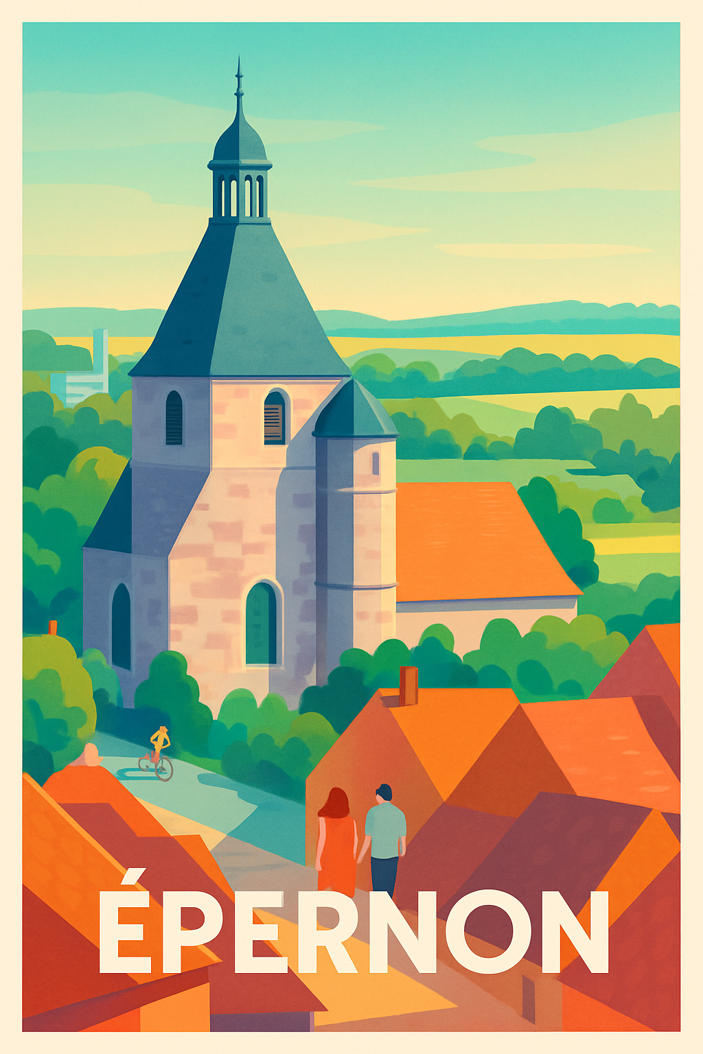 Eure-et-Loir France Pas de Cadre / 20 × 30cm Affiche de Épernon - Charme et douceur de la campagne française