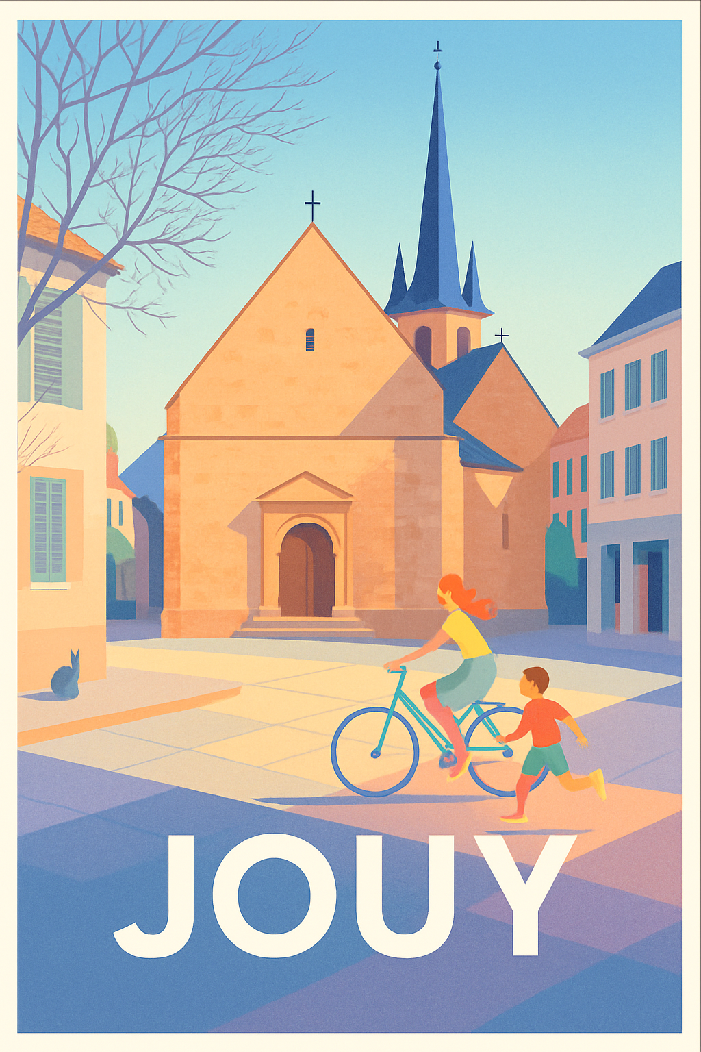 Eure-et-Loir France Pas de Cadre / 20 × 30cm Affiche de Jouy - Douceur de vie au cœur du village