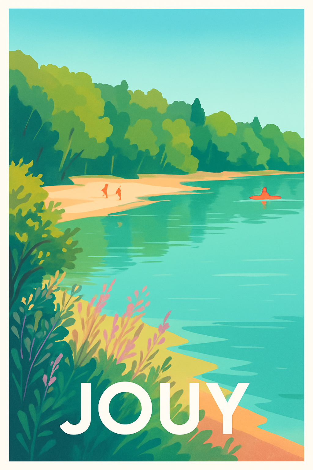 Eure-et-Loir France Pas de Cadre / 20 × 30cm Affiche de Jouy - Escapade Nature au Bord de l'Eau