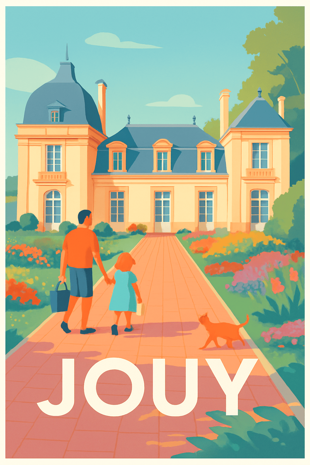 Eure-et-Loir France Pas de Cadre / 20 × 30cm Affiche de Jouy - Un voyage nostalgique au cœur d'une demeure élégante