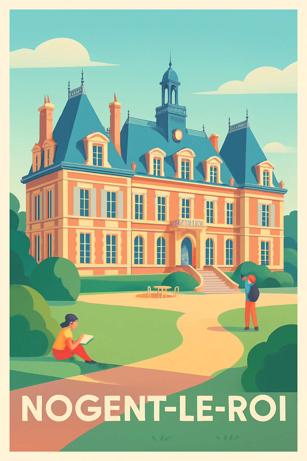 Eure-et-Loir France Pas de Cadre / 20 × 30cm Affiche de Nogent-le-Roi - Élégance et patrimoine en douceur