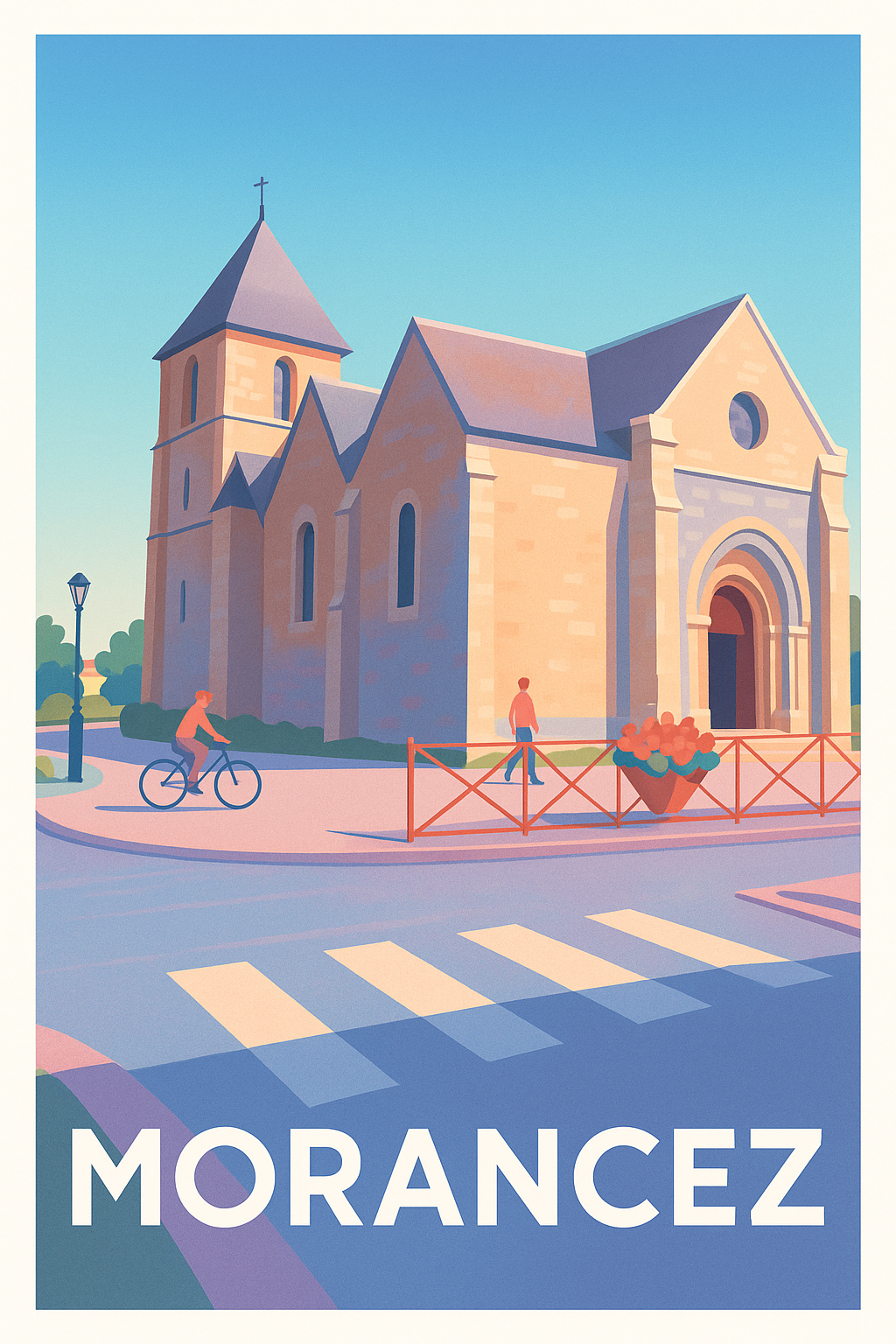Eure-et-Loir France Pas de Cadre / 20 × 30cm Affiche Morancez - Charme et quiétude au cœur du village