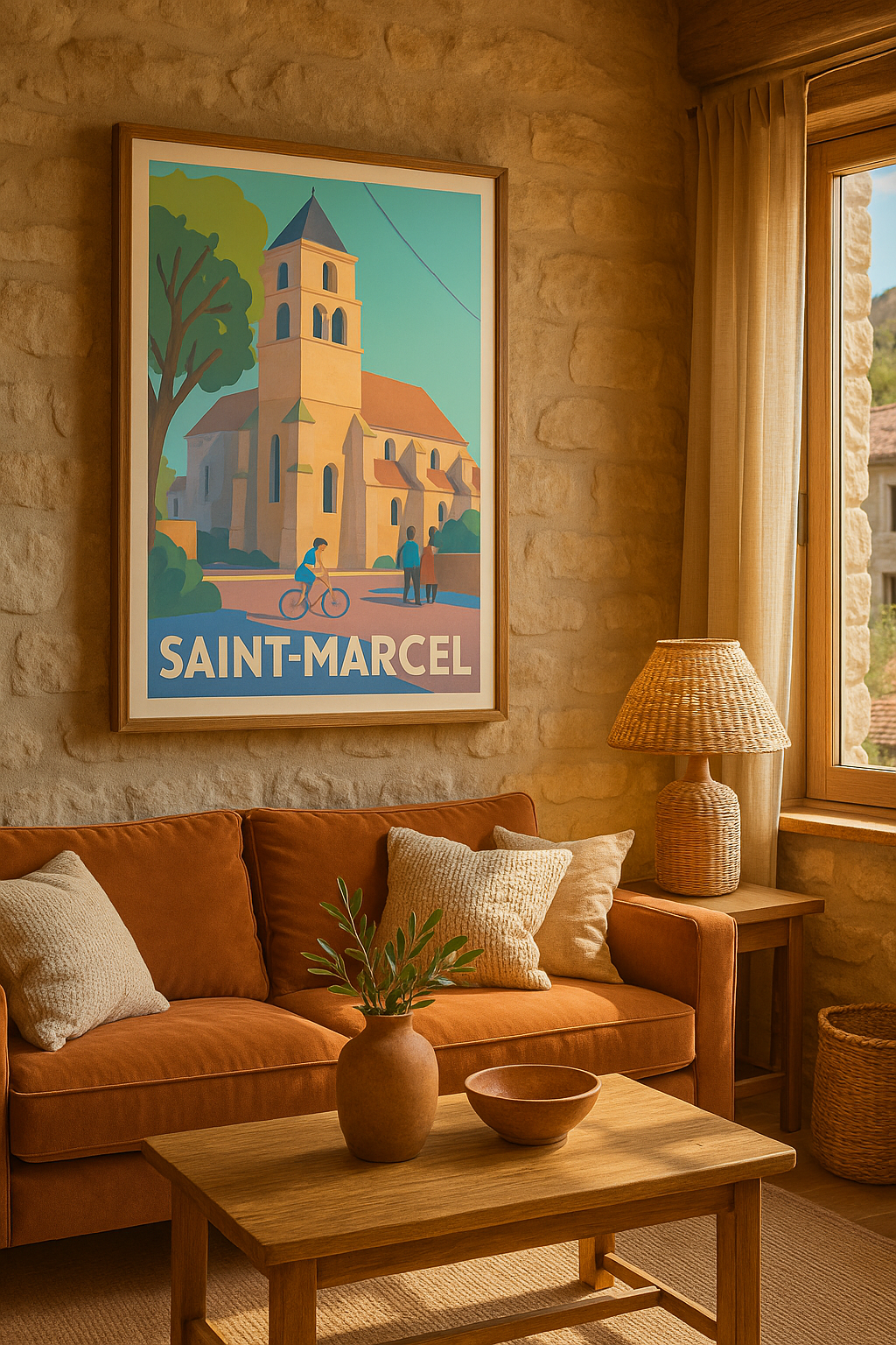 Affiche Saint-Marcel — Charme et quiétude du village historique · poster d'art de Saint-Marcel