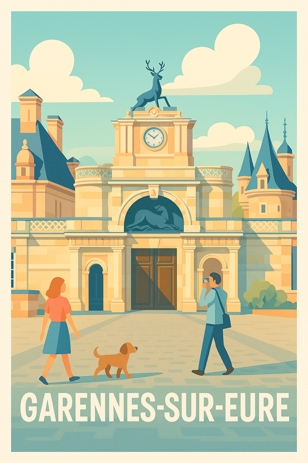 Eure France Pas de Cadre / 20 × 30cm Affiche de Garennes-sur-Eure - Charme et histoire au cœur de l'architecture normande