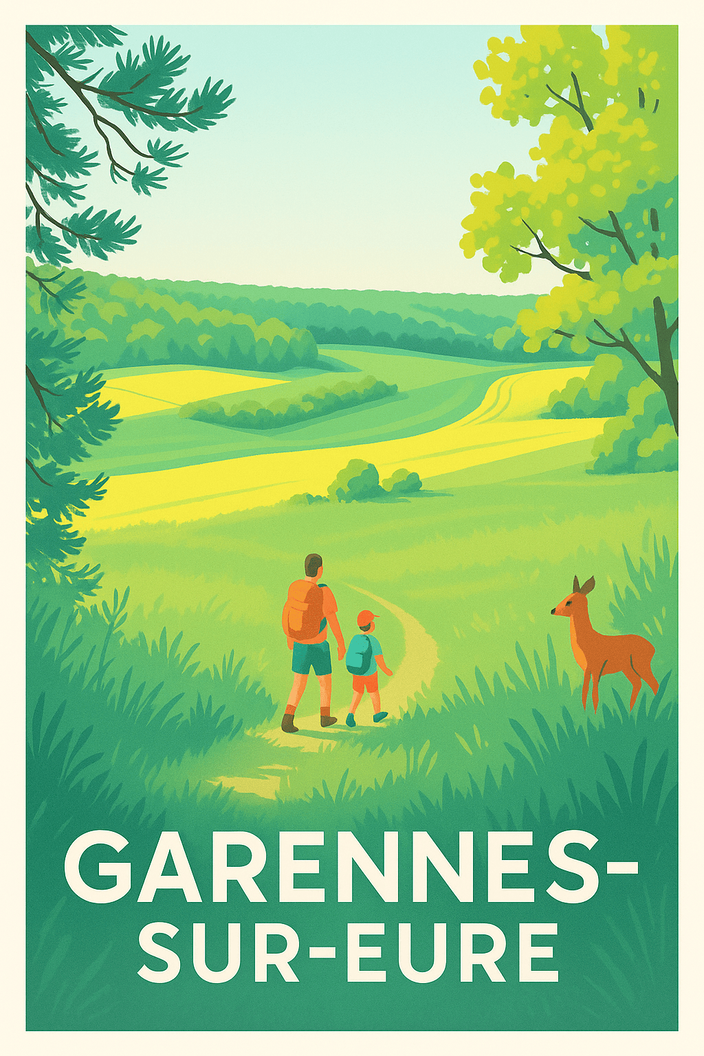 Eure France Pas de Cadre / 20 × 30cm Affiche de Garennes-sur-Eure - Découvrez la nature à pied