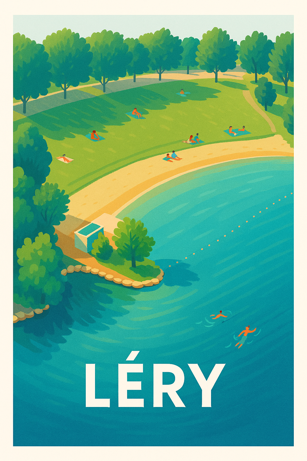 Eure France Pas de Cadre / 20 × 30cm Affiche de Léry - Invitation à la détente au bord de l'eau