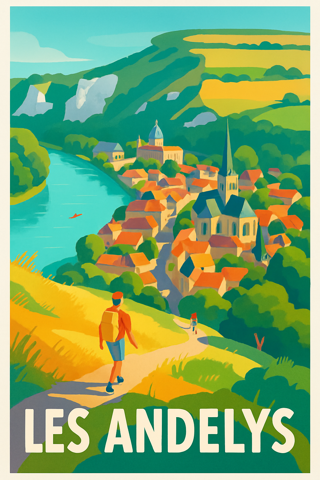Eure France Pas de Cadre / 20 × 30cm Affiche de Les Andelys - Découvrez la Vallée de la Seine en couleur