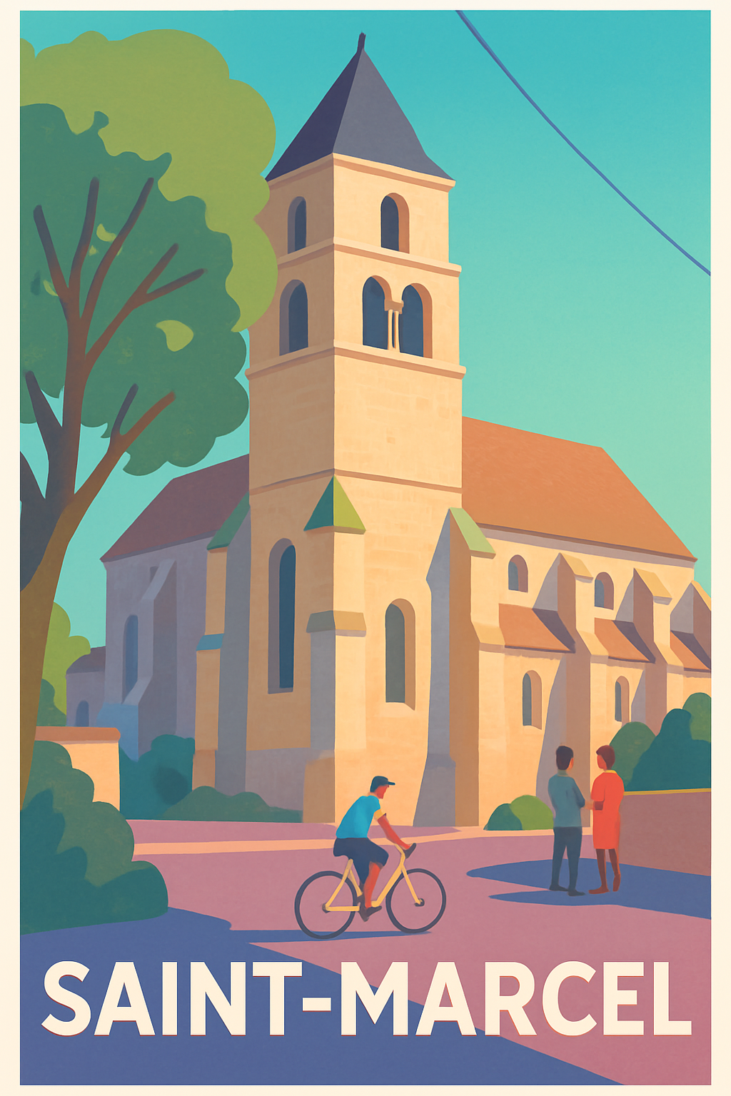 Eure France Pas de Cadre / 20 × 30cm Affiche de Saint-Marcel - Charme et quiétude du village historique