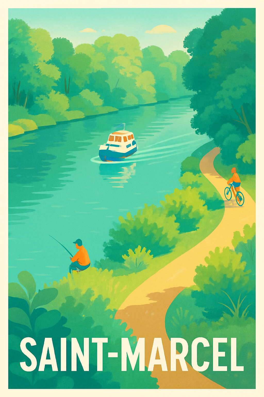 Affiche Saint-Marcel — Évasion bucolique au fil de l'eau · poster d'art de Saint-Marcel