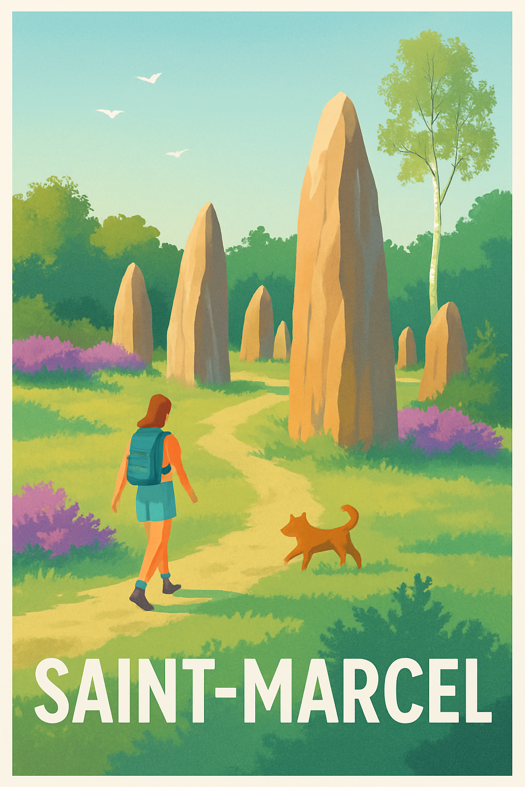 Eure France Pas de Cadre / 20 × 30cm Affiche de Saint-Marcel - Explorez les mystérieux menhirs en pleine nature